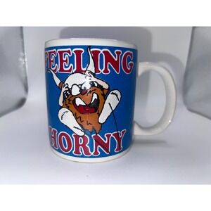 VTG Funny 'Feeling Horny' Horned‎ Creature Tea/Coffee Mug Gag Gifts 1990s